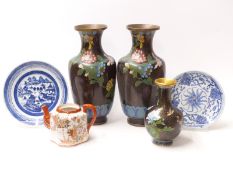 Three Chinese cloisonné vases,