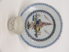 An 18thC tin glaze possibly Delft or Bristol plate, 22.