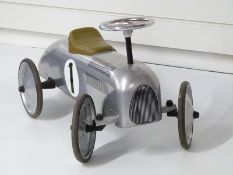 A child's scoot along 'pedal' car with no.1 decals, 75cm long.