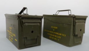 Two military ammunition boxes