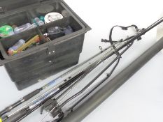 Fishing equipment including bite alarms, box, accessories, reel, rods including Concept Carp,