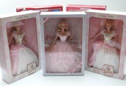 Five Barbie Collector dolls three Birthday Wishes X9189 and 21128,
