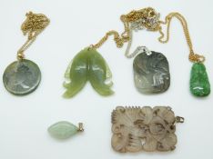 A jadeite pendant depicting two fish, nephrite jade pendant,