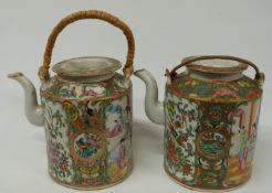 A pair of Chinese Canton famille rose teapots,