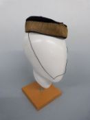 Victorian c1860 3rd Light Dragoons officer's pillbox or forage cap in black cloth with gold band