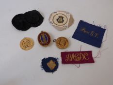 Seven Masonic jewels and woven badges etc,