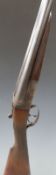 BSA 12 bore side by side shotgun with engraved lock, chequered grip and forend,