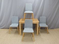 Modern beech table and four chairs
