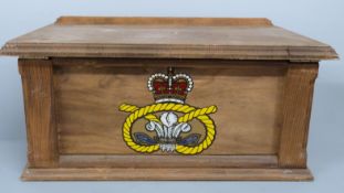 A military pine desk or lectern with Staffordshire Regiment decals