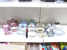 A collection of Chinese tea bowls, spoons, blue & white rice bowl,