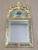 18th/19thC cushion mirror 99 x 48cm