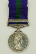 General Service Medal with Malaya clasp named to 22821178 CFN. D. Mills R.E.M.
