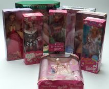 Eight Barbie dolls including Rapunzel, Happy Holidays, Glamorous Gala, Easter Basket etc,