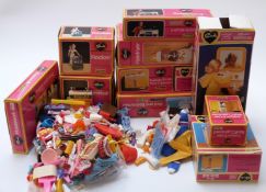Sindy dolls house with a selection of boxed furniture,