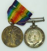 WWI medal pair comprising 1914-18 War Medal and Victory Medal awarded to 221861 CPL. W. J.