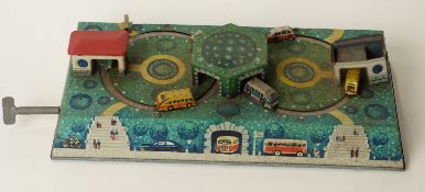 Russian Abtotpacca clockwork tin-plate model bus toy.