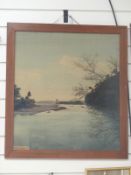 Chinese painting on silk depicting a lake