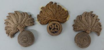 Three Victorian c1848 skirt or uniform ornaments for the 29th Regiment of Foot (The Worcestershire