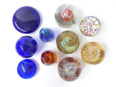 Eight paperweights including Isle of Wight,