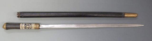 Indian swordstick with lion mask knop,