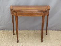 19thC fold over Inlaid mahogany side table,