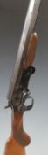 Belgian 12 bore single barrel folding hammer action shotgun with chequered semi-pistol grip and