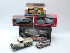 Six Franklin and Danbury Mint diecast model cars comprising The 1956 Ford Thunderbird,