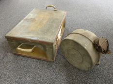 1942 metal ammunition box and a vintage Meler galvanised fuel can