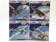 Four Corgi The Aviation Archive limited edition 1:72 scale diecast model aeroplanes Messerschmitt