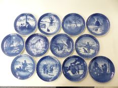 Twelve Royal Copenhagen Christmas plates,