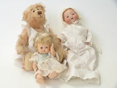 Armand Marseille bisque headed doll with open mouth, weighted blue eyes,