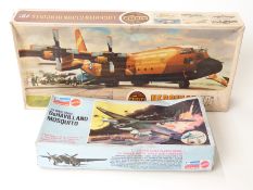 Two model aeroplane kits Airfix 1:72 scale Hercules and Mattel ¼ inch scale Rettarillard Mosquito,