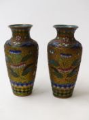 A pair of Chinese cloisonné vases
