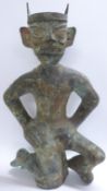 Chinese bronze Sanxingdui kneeling figure possibly,