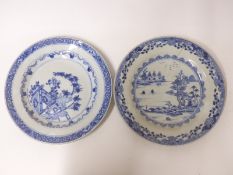 Two 19thC Chinese blue and white export plates