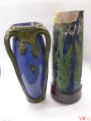 Art Nouveau triple handled vase with stand