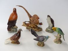 Six Beswick bird figures including pheasant, pigeon,