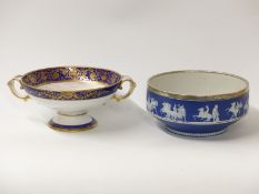 Noritake bowl with ship design and an Adams bowl with silver plated collar