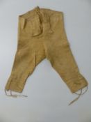British Army Georgian c1803 buckskin riding breeches with flap and button front,