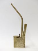 Chinese white metal opium pipe depicting a horse and a figure