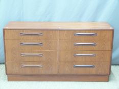 G Plan retro chest of eight drawers W143 x D46 x H76cm
