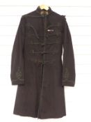 Victorian c1860 3rd (King's Own) Light Dragoons officer's frock coat of black cloth with black cord