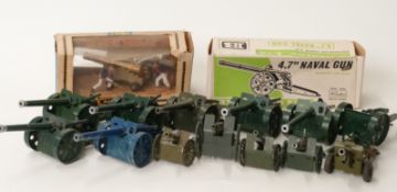 Fifteen Britains diecast model field guns including Naval Guns 9736 and 9730,