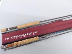 Trevor Morgan Custom fly two piece carbon fibre fly fishing rod dated 2001 10' AFTM 7 and a