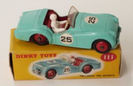 Dinky Toys diecast model Triumph TR2 Sports with powder blue body,