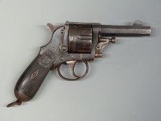 Belgian Italian Metropolitan Police 11mm six shot double action centre fire revolver with chequered