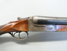 Eibar 12 bore side by side shotgun with engraved lock, top plate, top lever,