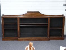 Victorian rosewood breakfront bookcase with beading and floral roundals W244 x D30 x H106cm