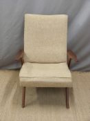 Graves and Thomas retro 1960's teak framed Afromosia arm chair, model 2076 from the Lido range,
