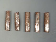 Five 19thC double ended shot chargers in chromed metal,